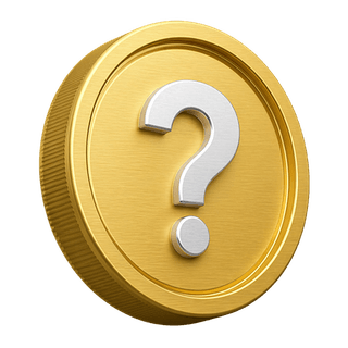 Moneda 3D dorada con un signo de pregunta, usada como elemento decorativo en página de FAQ